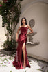VESTIDO TOMARA QUE CAIA DRAPEADO LATERAL VESTIDO DE FESTA PETRA FINA MARSALA P